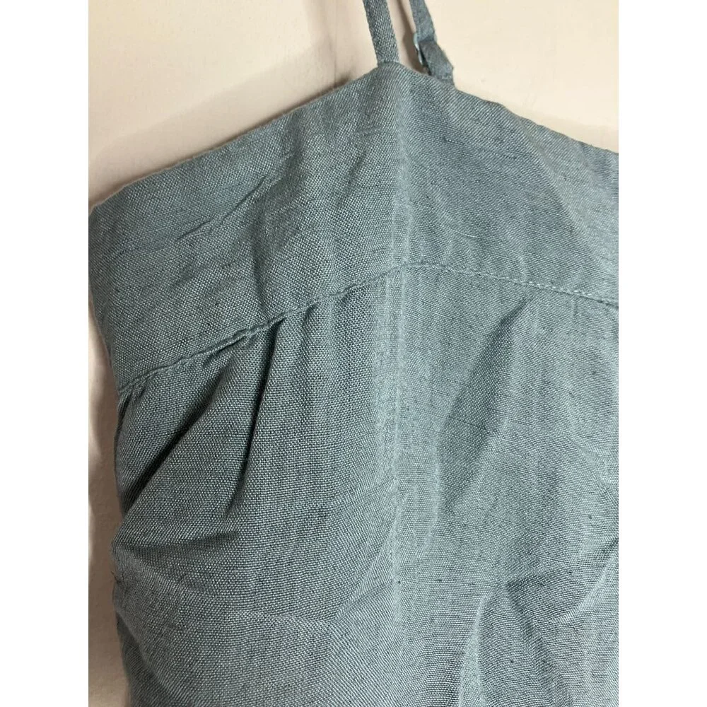 Sim & Sam Womens Blue Linen Blend Midi Dress Tiered Size Large New - Picture 3 of 9